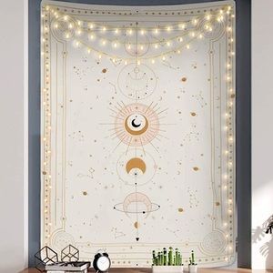 Bohemian Lunar Constellation Galaxy Space Neutral Indie HippieBedroom Wall Decor